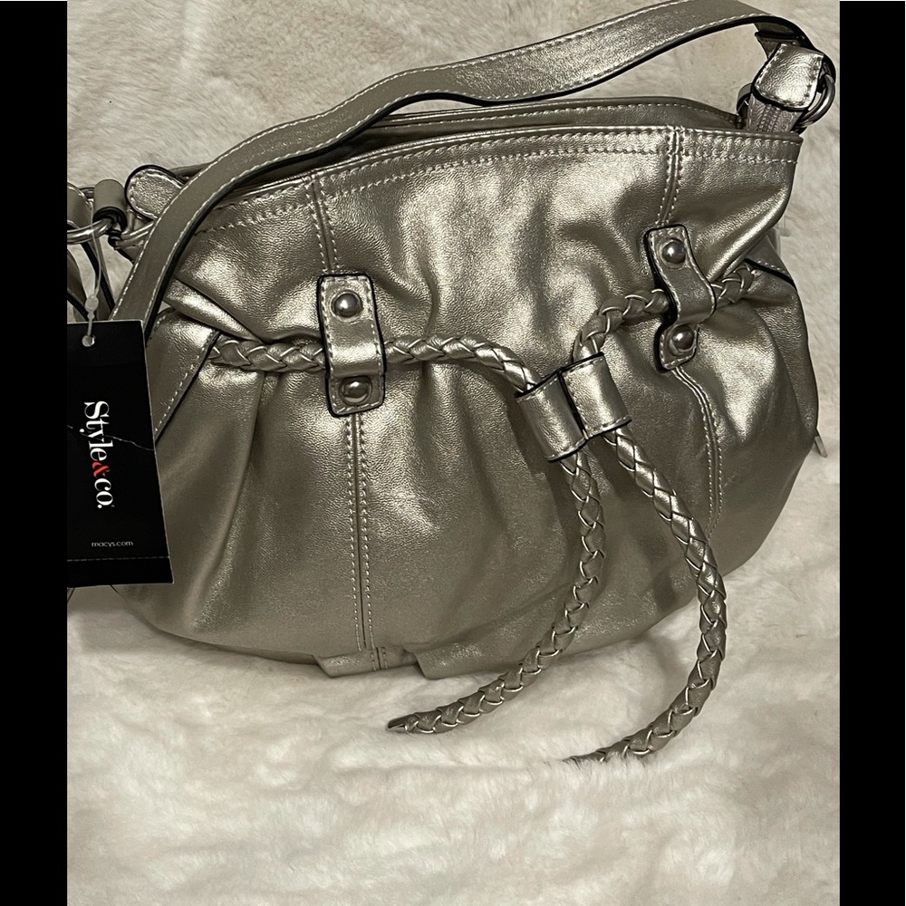 NWT Style and Company silver handbag with tassel